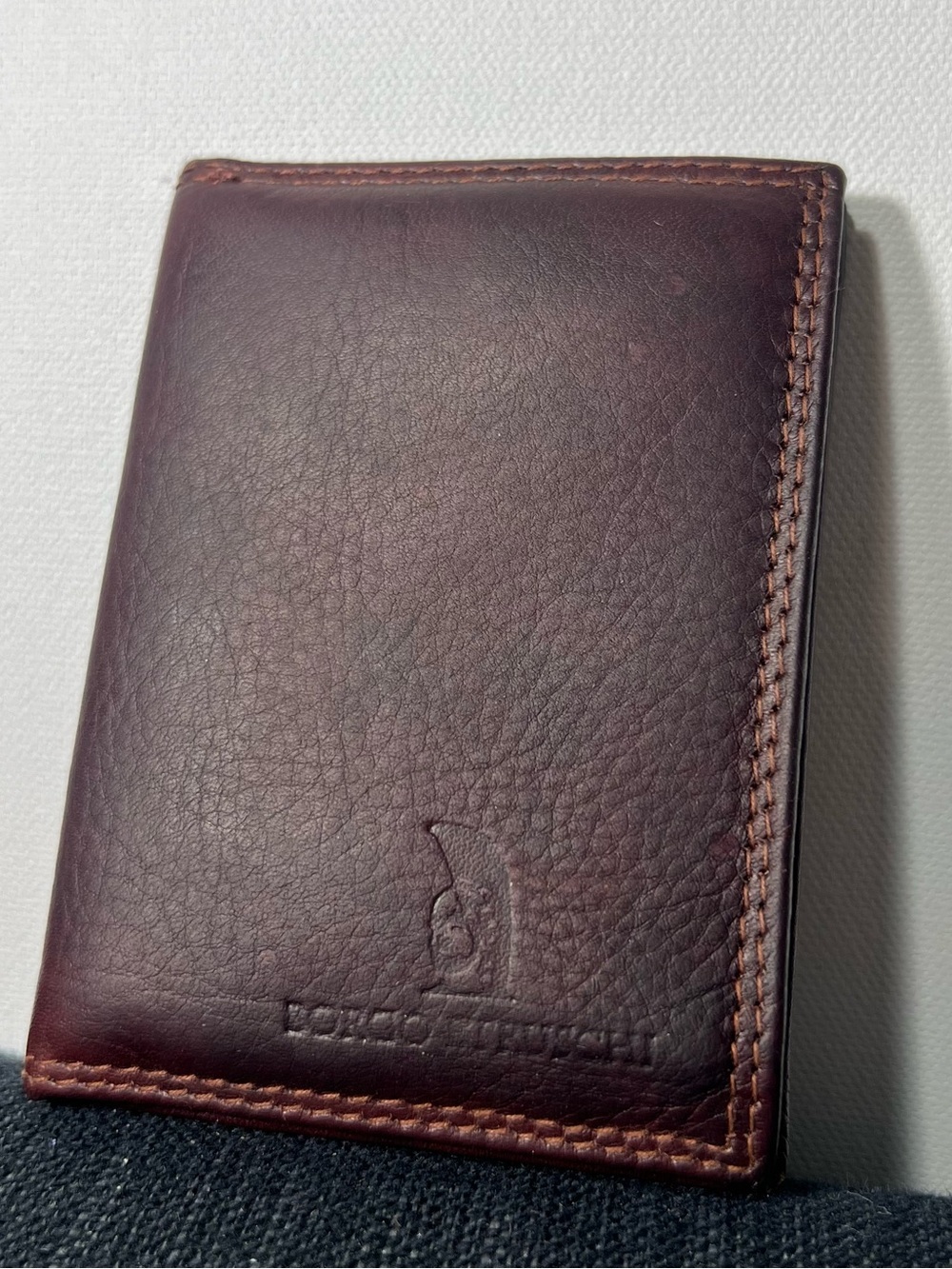 Vintage Borgo Etruschi Vera Pelle Italian Leather Bifold Wallet Dark Burgundy
